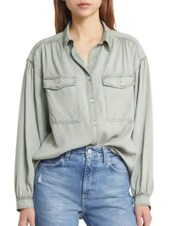 Rails Tops - Rails Soren Tencel Lyocell Button Down Shirt Blue Denim Drape XS EUC